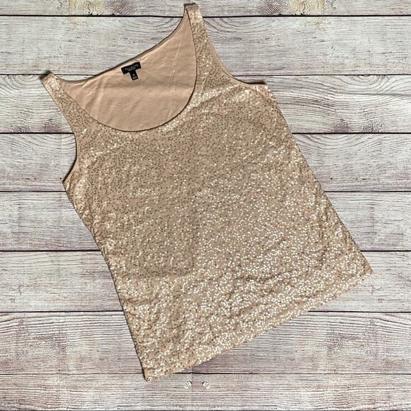 Talbots Sequin Tank Top Women’s Medium Light Peach Lined Scoop Neck Dress Casual - Picture 9 of 10